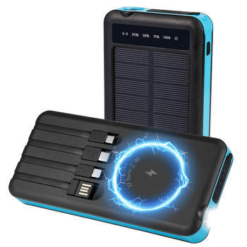 Solar Waterproof 10,000mAh Power Bank with Wireless Charging