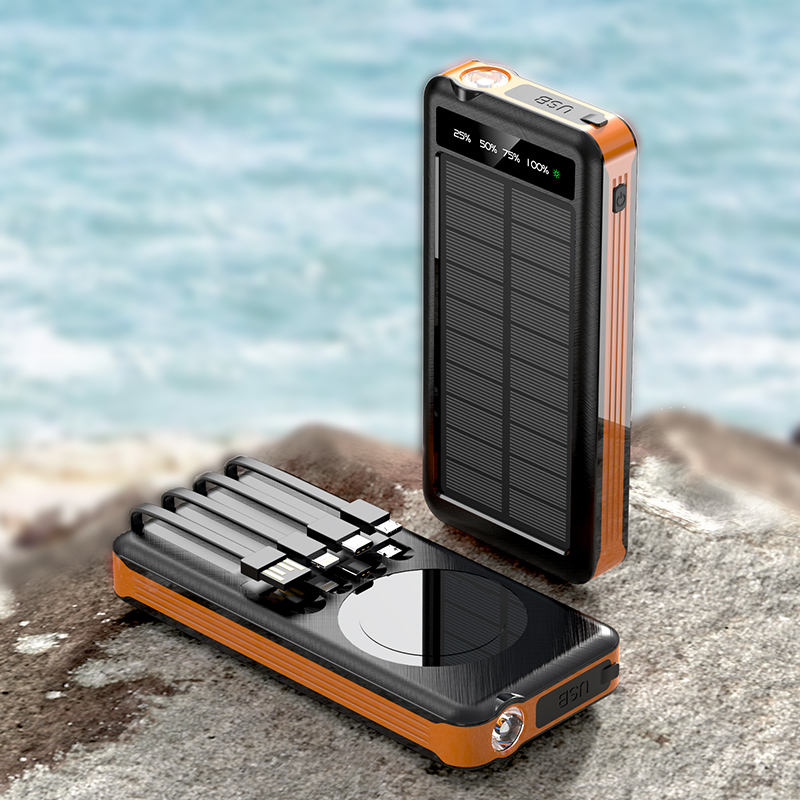 Solar Waterproof 10,000mAh Power Bank with Wireless Charging