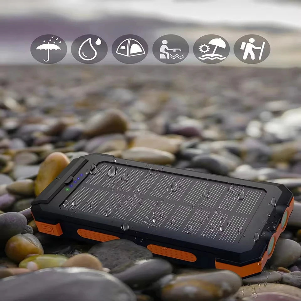 Solar Waterproof 10,000mAh Power Bank with Wireless Charging