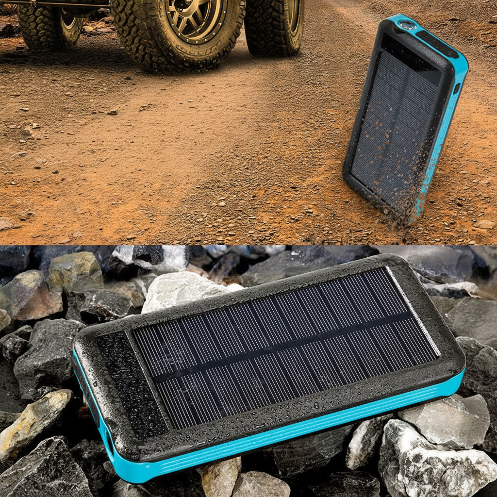 Solar Waterproof 10,000mAh Power Bank with Wireless Charging