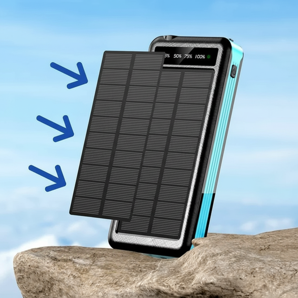 Solar Waterproof 10,000mAh Power Bank with Wireless Charging